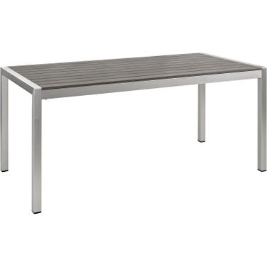 Shore Silver Gray Outdoor Patio Aluminum Dining Table