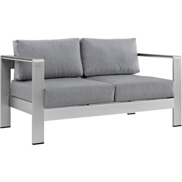 Shore Silver Gray Outdoor Patio Aluminum Loveseat