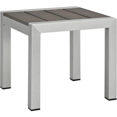 Shore Silver Gray Outdoor Patio Aluminum Side Table