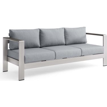 Shore Silver Gray Outdoor Patio Aluminum Sofa