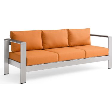 Shore Silver Orange Outdoor Patio Aluminum Sofa