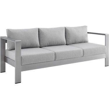Shore Sunbrella Fabric Aluminum Outdoor Patio Sofa EEI-4228-SLV-GRY