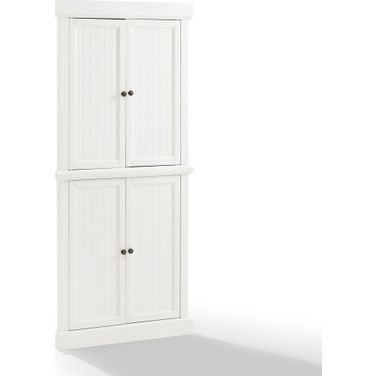 Shoreline Tall Corner Kitchen Storage Pantry In White