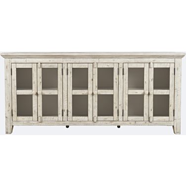 Rustic Shores 70 Inch 6 Door Sideboard Cabinet In Cream