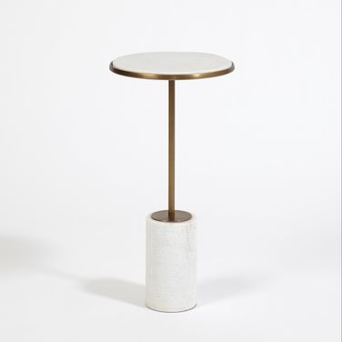 Short Cored Marble Table In Bronze