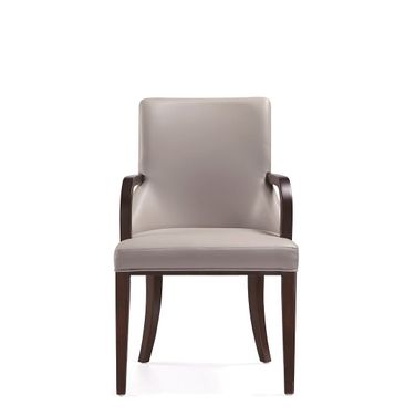 Shubert Faux Leather and Velvet Dining Armchair In Light Grey