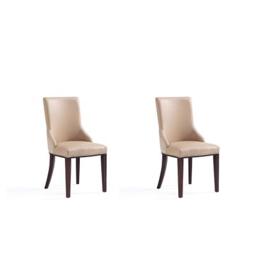 Shubert Faux Leather and Velvet Dining Chair Set of 2 In Tan