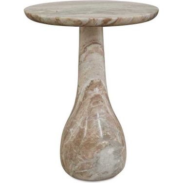 Shura Indoor-Outdoor Marble Accent Table In White and Brown