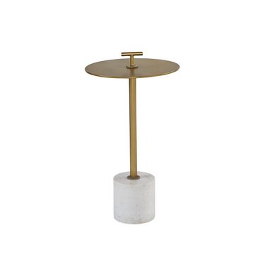 Sia End Table In White and Brass