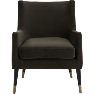 Sicily Velvet Arm Chair In Shale and Antique Brass