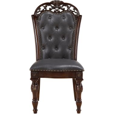 Adelina Side Chair Set of 2 In Cherry and Gold