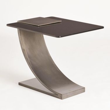 Side Table with Smoke Glass In Light Gunmetal