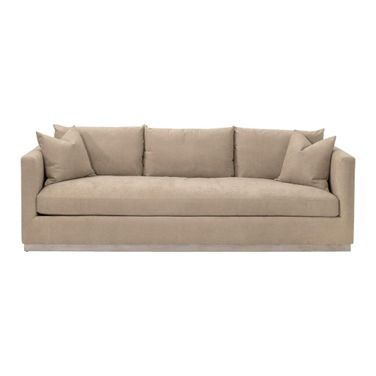 Siena 96 Inch Plinth Base Sofa In Camel and Natural Gray