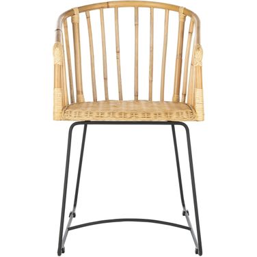 Siena Natural and Black Rattan Barrel Dining Chair