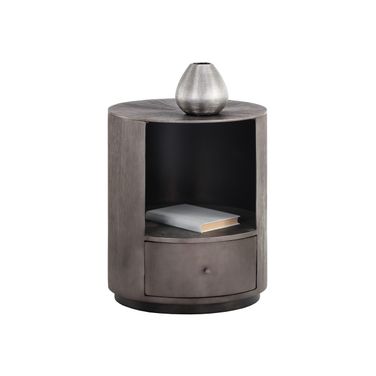 Siena Nightstand In Gunmetal and Grey