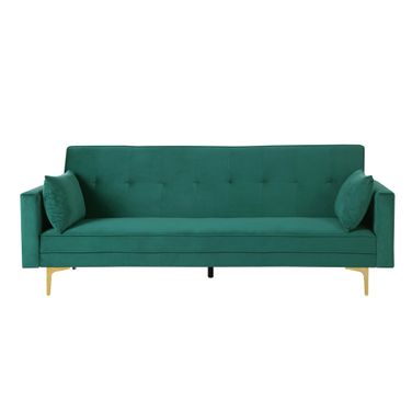 Siena Velvet Convertible Sleeper Sofa In Emerald Green and Gold