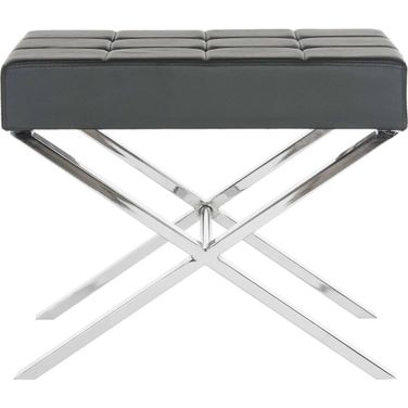 Sienna Black and Chrome Ottoman