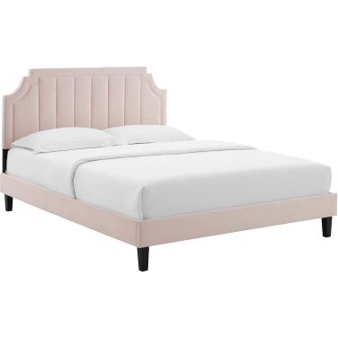 Sienna Performance Velvet Full Platform Bed MOD-6914-PNK