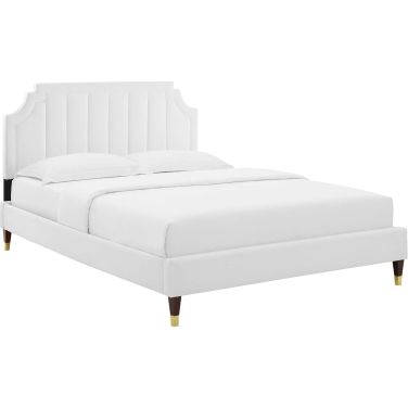 Sienna Performance Velvet King Platform Bed MOD-6919-WHI