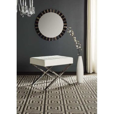 Sienna White and Chrome Ottoman