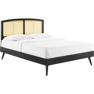 Sierra Cane and Wood King Platform Bed With Splayed Legs In Black