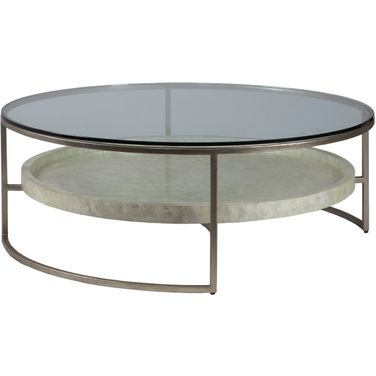 Signature Designs Cumulus Capiz Large Round Cocktail Table In Champagne