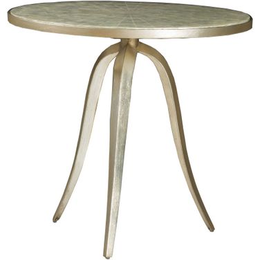 Signature Designs Capiz Round End Table In Champagne