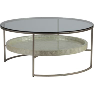 Signature Designs Cumulus Capiz Round Cocktail Table In Champagne