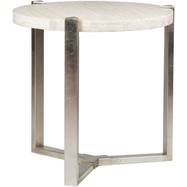 Signature Designs Denizen Round Lamp Table In Silver Leaf