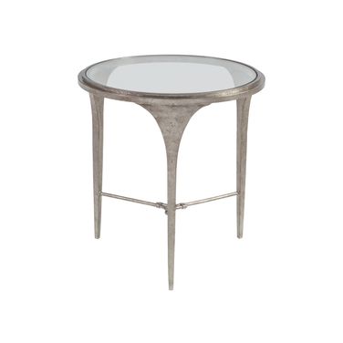 Signature Designs Porto Round End Table In Silver Leaf
