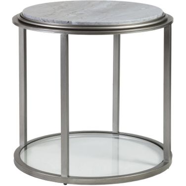 Signature Designs Treville Round End Table In Silver Leaf