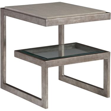 Signature Designs Soiree Rectangular End Table In Silver Leaf
