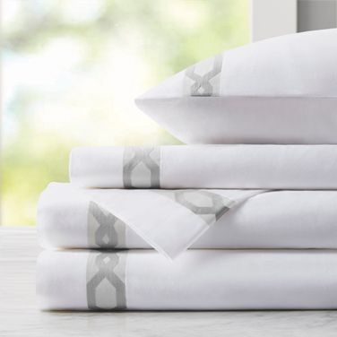 Signature Hem 300TC Cotton King Sheet Set In Grey