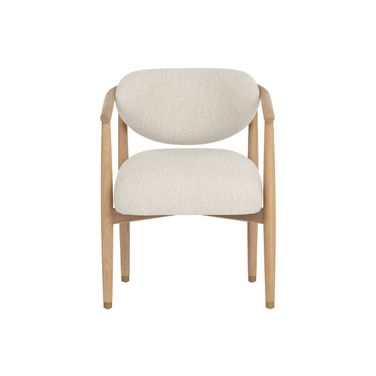 Sigrid Dining Armchair In Light Oak and Monument Oatmeal