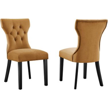 Silhouette Performance Velvet Dining Chair Set Of 2 In Cognac