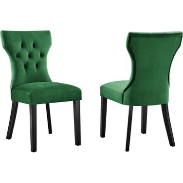 Silhouette Performance Velvet Dining Chair Set Of 2 In Emerald