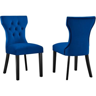 Silhouette Performance Velvet Dining Chair Set Of 2 In Navy