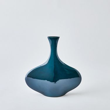 Silhouette Wide Vase In Blue
