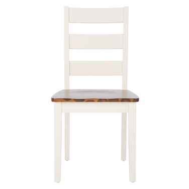 Silio Ladder Back Dining Chair Set of 2 in White and Natural