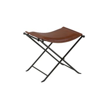 Silla Top Grain Leather Saddle Seat Bench In Cinnamon