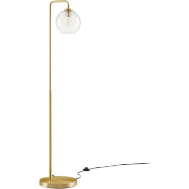 Silo Globe Glass and Metal Floor Lamp In Brass