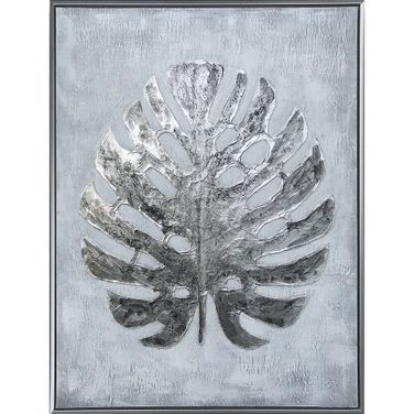 Silver Jungle II Hand Painted Canvas In Silver and White