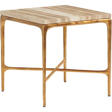Silverado Menlo Park Metal End Table with Stone Top In Montecito