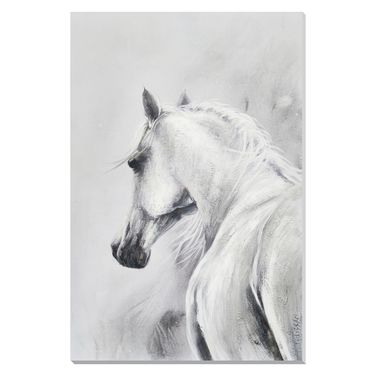 Silvery Grace Modern Horse Abstract Canvas Wall Art In Multi