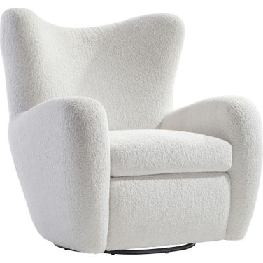 Silvi Fabric Swivel Chair In White and Cream