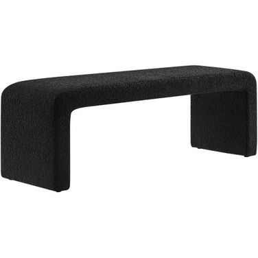 Simba Boucle Fabric Waterfall Long Bench In Black