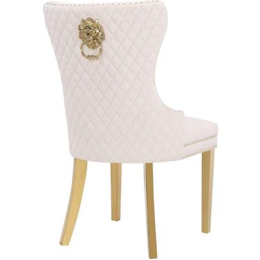 Simba Gold 2 Piece Dining Chair Finish With Velvet Fabric In Beige