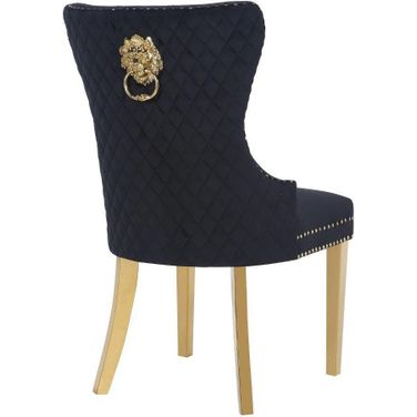 Simba Gold 2 Piece Dining Chair Finish With Velvet Fabric In Black