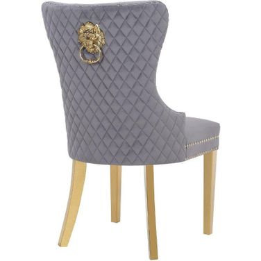 Simba Gold 2 Piece Dinning Chair Finish With Velvet Fabric In Dark Gray