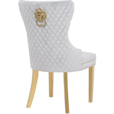 Simba Gold 2 Piece Dining Chair Finish With Velvet Fabric In Light Gray